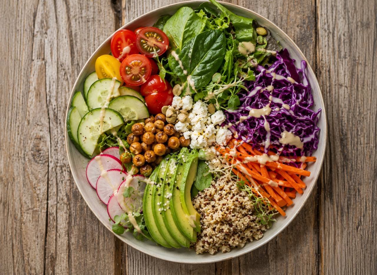 Colorful nutrition salad bowl